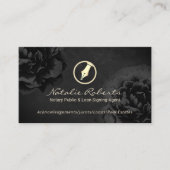 Notaris Public Loan Signing Agent Black Floral Visitekaartje (Voorkant)