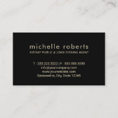 Notaris Public Loan Signing Agent Black Glitter Visitekaartje (Achterkant)