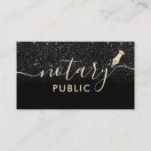 Notaris Public Loan Signing Agent Black Glitter Visitekaartje (Voorkant)