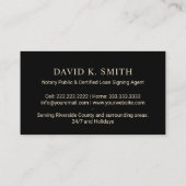 Notaris Public Loan Signing Agent Black & Gold Visitekaartje (Achterkant)