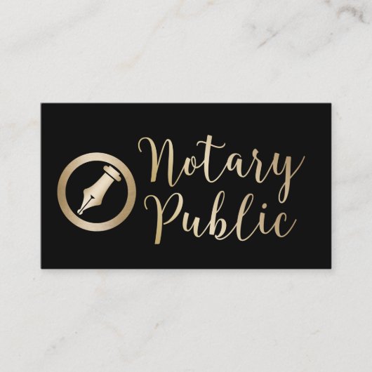 Notaris Public Loan Signing Agent Black & Gold Visitekaartje (Voorkant)