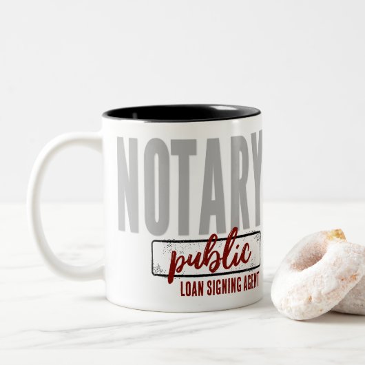 Notaris Public Loan Signing Agent Gepersonaliseerd Tweekleurige Koffiemok (Met donut)