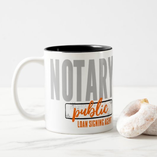Notaris Public Loan Signing Agent Gepersonaliseerd Tweekleurige Koffiemok (Met donut)