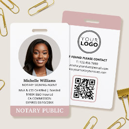 Notaris Public Loan Signing Agent ID Foto Roze Badge