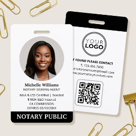 Notaris Public Loan Signing Agent ID Foto Zwart Badge