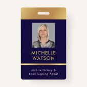Notaris Public Loan Signing Agent Medewerker Foto- Badge (Voorkant)