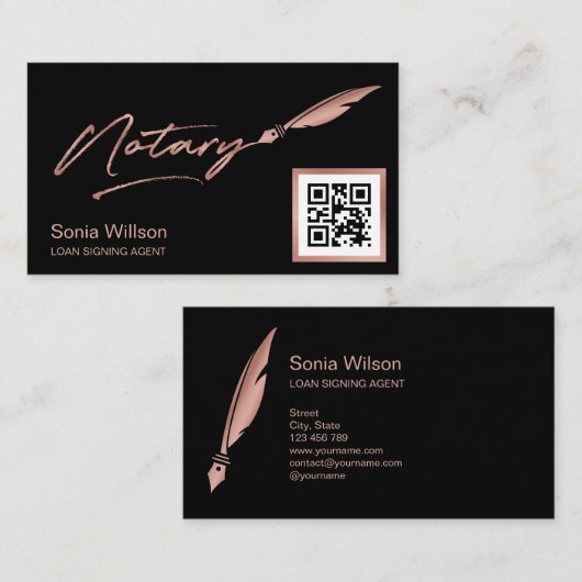 Notaris Public Loan Signing Agent Modern QR Code B Visitekaartje (Voorkant / Achterkant)