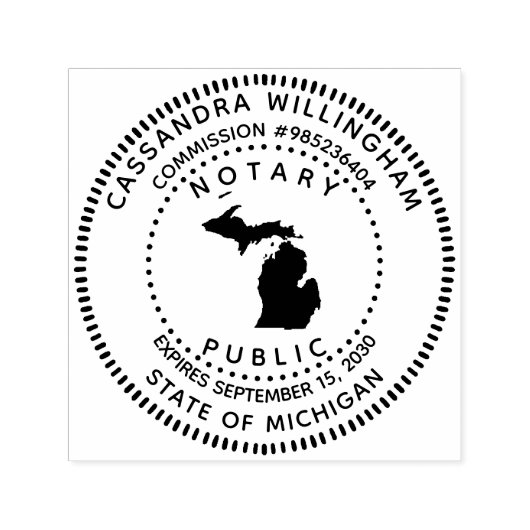 Notaris Public Michigan Zelfinktende Stempel (Design)