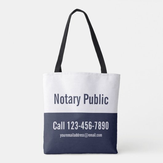 Notaris Public Midnight Blue en White Promotion Tote Bag (Achterkant)