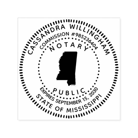 Notaris Public Mississippi Zelfinktende Stempel (Design)