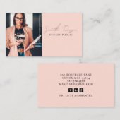 Notaris Public Peach Pink Fotoscript Handtekening Visitekaartje (Voorkant / Achterkant)