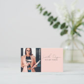 Notaris Public Peach Pink Fotoscript Handtekening Visitekaartje (Staand voorkant)