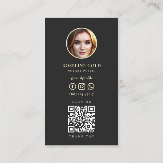 Notaris Public Signing Agent Consultant Zwart Goud Visitekaartje (Achterkant)