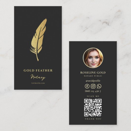 Notaris Public Signing Agent Consultant Zwart Goud Visitekaartje (Voorkant / Achterkant)