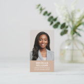 Notaris Public Signing Agent Foto QR-code Beige Visitekaartje (Staand voorkant)