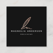 Notaris Public Signing Agent Roos Gold Foil Quill  Vierkante Visitekaartje (Voorkant)