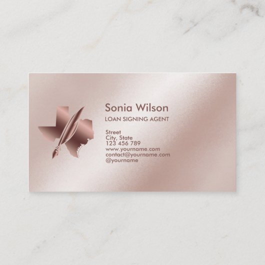 Notaris Public Texas Stamp Loan Signing Agent Visitekaartje (Achterkant)