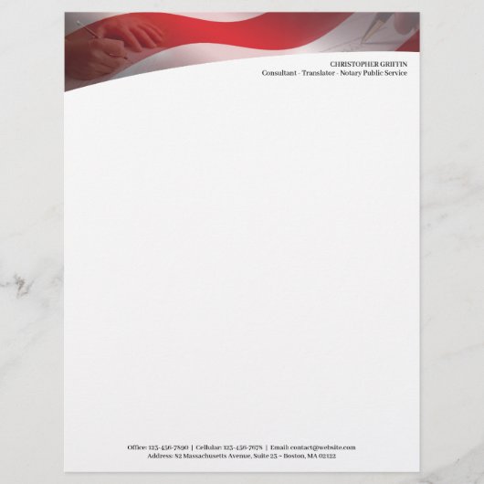 Notaris Public USA Letterhead Briefhoofd Sjabloon (Voorkant)