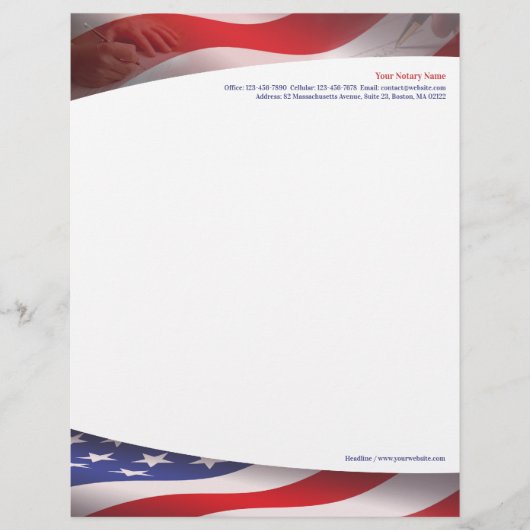 Notaris Public USA Letterhead Custom Briefhoofd (Voorkant)