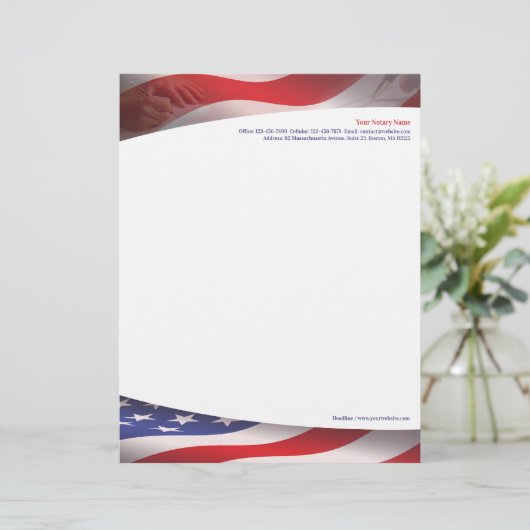 Notaris Public USA Letterhead Custom Briefhoofd (Staand voorkant)