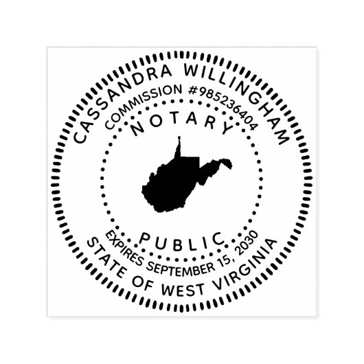 Notaris Public West Virginia Zelfinktende Stempel (Design)