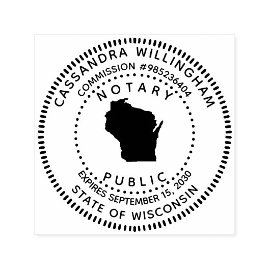 Notaris Public Wisconsin Zelfinktende Stempel (Design)