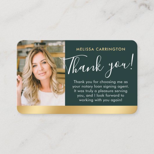 Notaris Publiek Dank u Foto QR Code Groen Goud Visitekaartje (Voorkant)