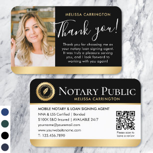 Notaris Publiek Dank u Foto QR Code Zwart Goud Visitekaartje