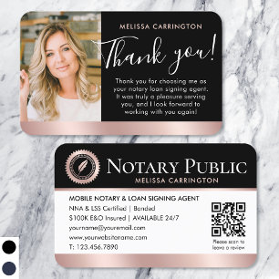 Notaris Publiek Dank u Foto QR Roos Gold Black Visitekaartje