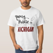 Notaris Publiek Elegant Feather Quill Michigan T-shirt (Voorkant)
