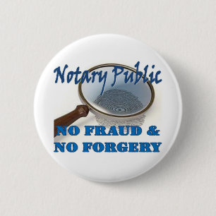Notaris publiek geen fraude en vervalsing ronde button 5,7 cm