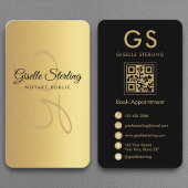 Notaris Publiek Monogram Goud Zwart QR Code Visitekaartje