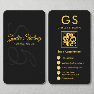 Notaris Publiek Monogram Zwart Goud QR Code Visitekaartje