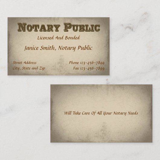 Notaris publiek Visitekaartje (Voorkant / Achterkant)