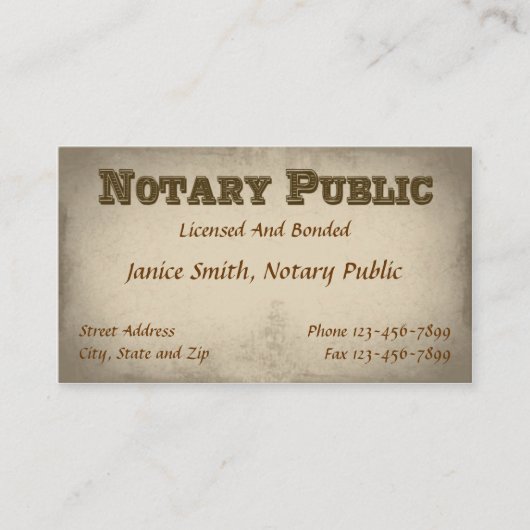Notaris publiek Visitekaartje (Voorkant)