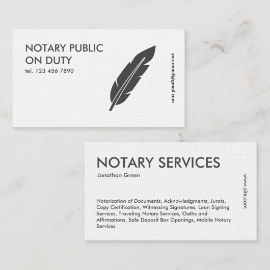 Notaris publiek visitekaartje (Voorkant / Achterkant)