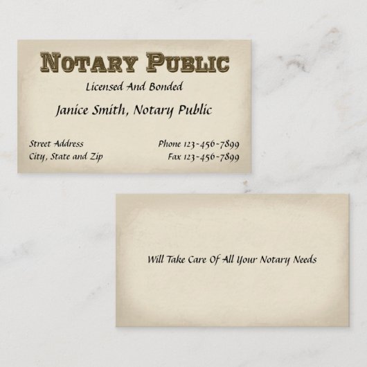 Notaris publiek Visitekaartje (Voorkant / Achterkant)