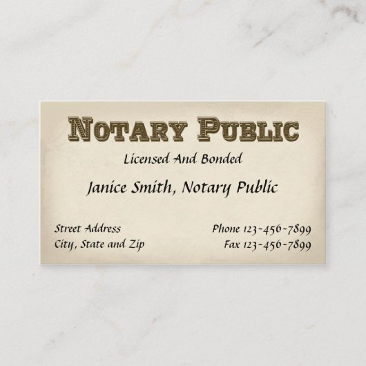 Notaris publiek Visitekaartje (Voorkant)