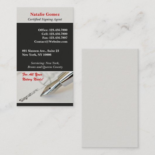 Notaris publiek Visitekaartje (Voorkant / Achterkant)