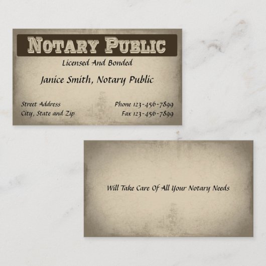 Notaris publiek Visitekaartje (Voorkant / Achterkant)