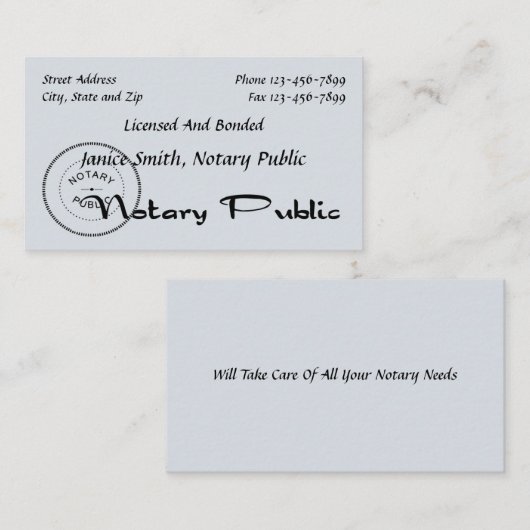 Notaris publiek Visitekaartje (Voorkant / Achterkant)