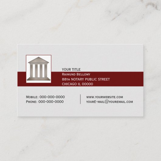 Notaris publiek Visitekaartje (Achterkant)