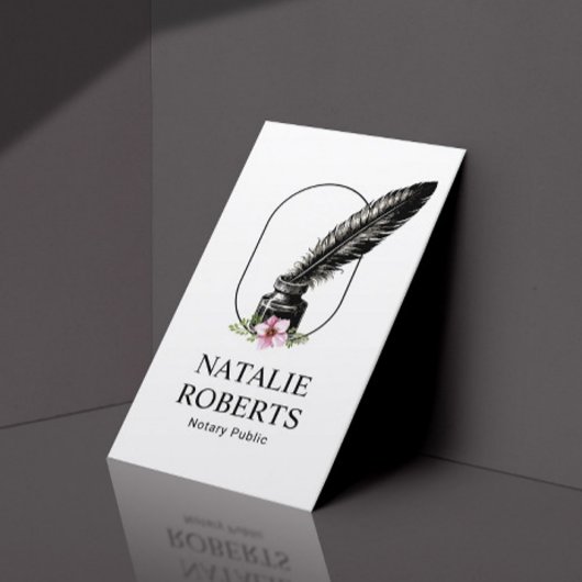 Notaris publieke lening ondertekenaar Floral Quill Visitekaartje