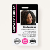 Notaris publieke lening ondertekenaar foto ID roze Badge (Voorkant)