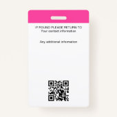 Notaris publieke lening ondertekenaar foto ID roze Badge (Achterkant)