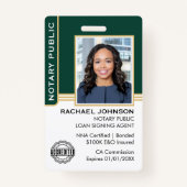 Notaris publieke lening ondertekenaar ID groen gou Badge (Voorkant)