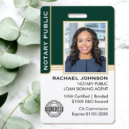 Notaris publieke lening ondertekenaar ID groen gou Badge