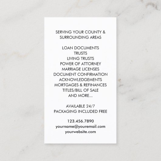 Notaris publieke lening ondertekenaar ID Plum Gold Visitekaartje (Achterkant)