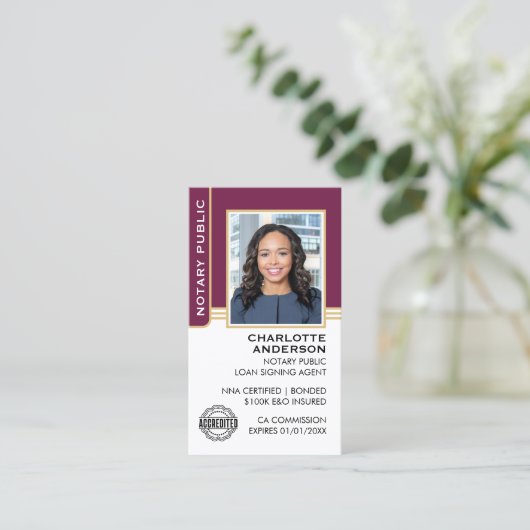 Notaris publieke lening ondertekenaar ID Plum Gold Visitekaartje (Staand voorkant)