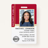 Notaris publieke lening ondertekenaar ID rood goud Badge (Voorkant)